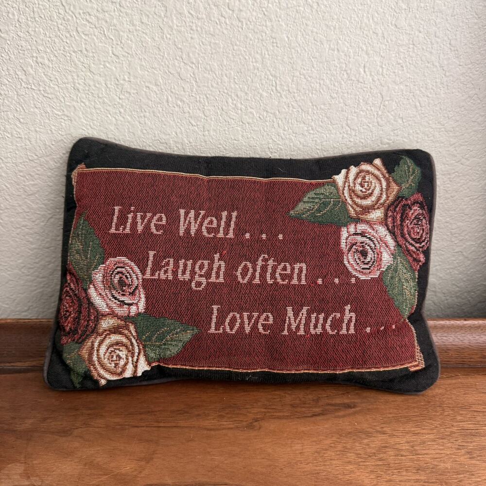 Pillow Vintage Live Well Laugh Often Love Much Floral Throw Pillow Decorative